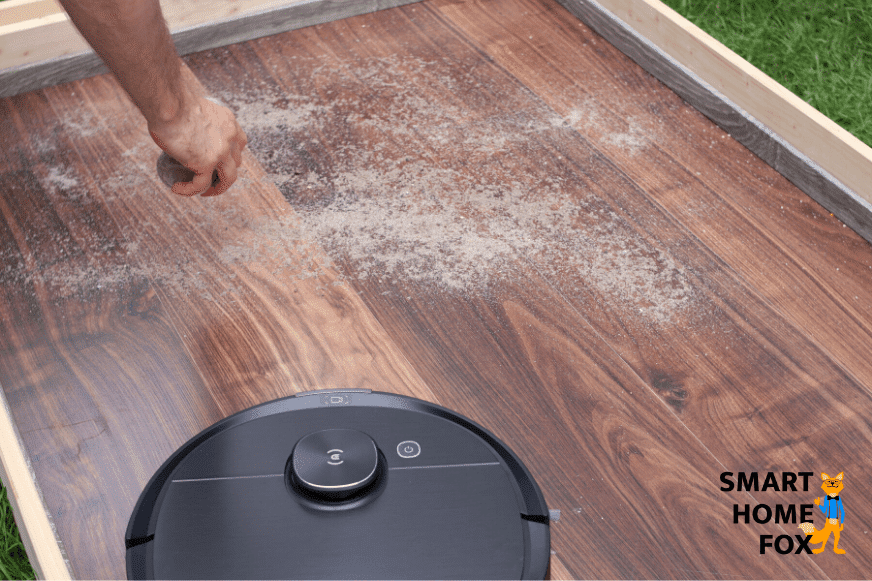 Тест на всасывание песка OZMO T8 AIVI на ламинате